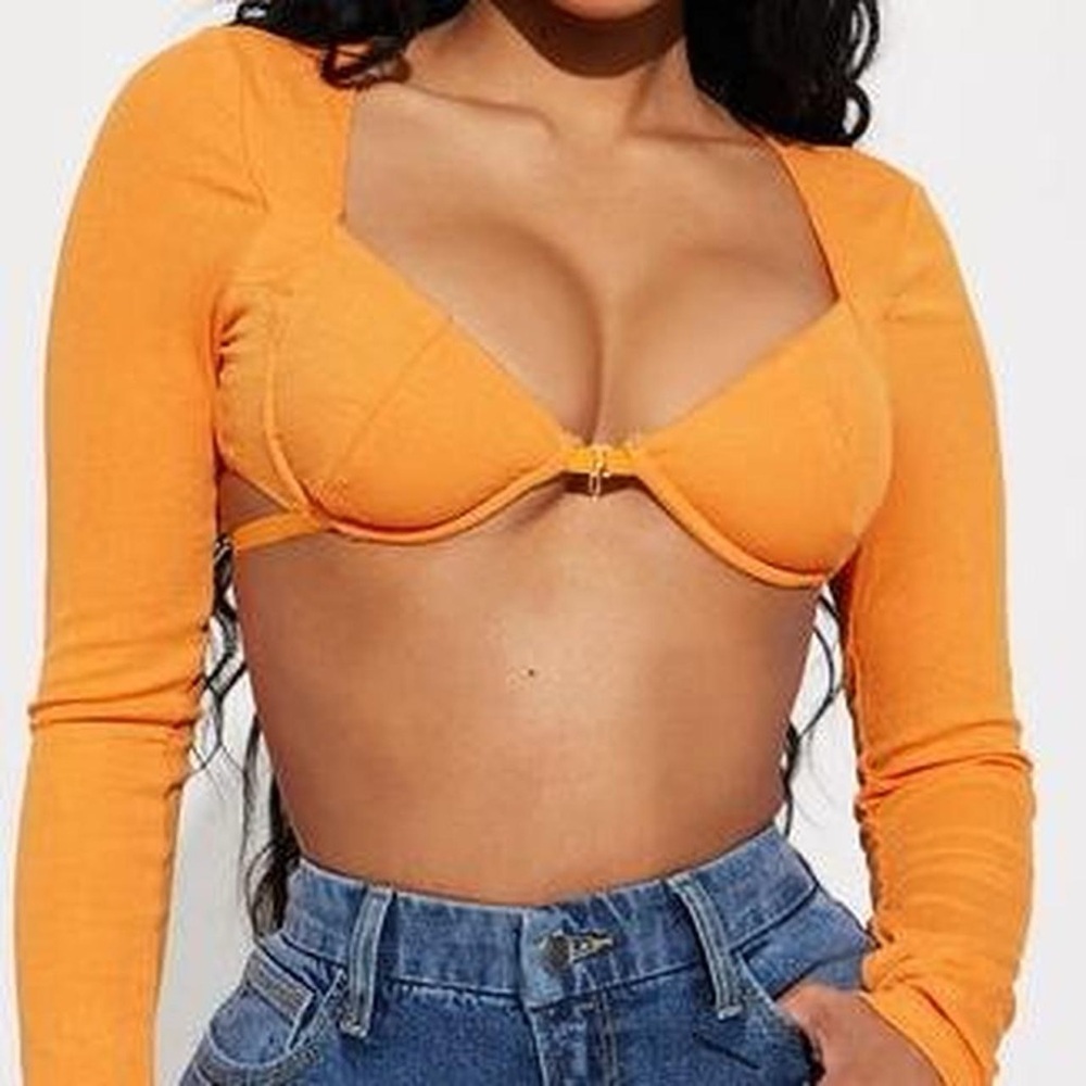 SOLD * Orange Long Sleeve Crop Top